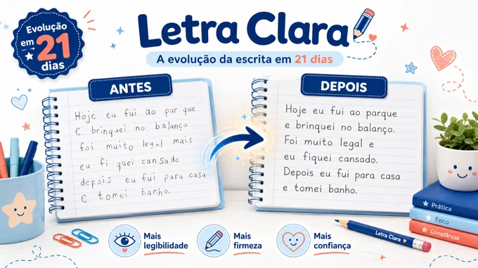 Antes e depois da letra de uma criança